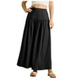 thumbnail image 1 of vigerkar Boho Maxi Skirts for Women Casual High Waisted Swing Flowy Pleated Long Skirt with Pocket Black, M, 1 of 5