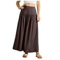 thumbnail image 1 of vigerkar Boho Maxi Skirts for Women Casual High Waisted Swing Flowy Pleated Long Skirt with Pocket Brown, XL, 1 of 5