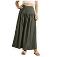 thumbnail image 1 of vigerkar Boho Maxi Skirts for Women Casual High Waisted Swing Flowy Pleated Long Skirt with Pocket Green, M, 1 of 5