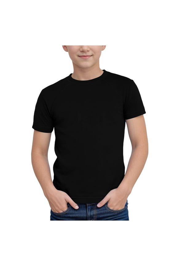 Boys Athletic Compression Shirt Short Sleeve Undershirt Kids Quick Dry Basketball Base Layer 3-9 Years (Black, 5-6 Years)