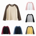 thumbnail image 1 of vigerkar Boys Long Sleeve Raglan T Shirts Kids Color Block Crewneck Casual Tops Tees 5-15 Years (Beige, 5-6 Years), 1 of 6