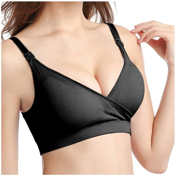 vigerkar Bras for Women Wireless Lounge Sleep Bra Lightly Padded Soft Cotton Breathable Comfortable Bras Black, M