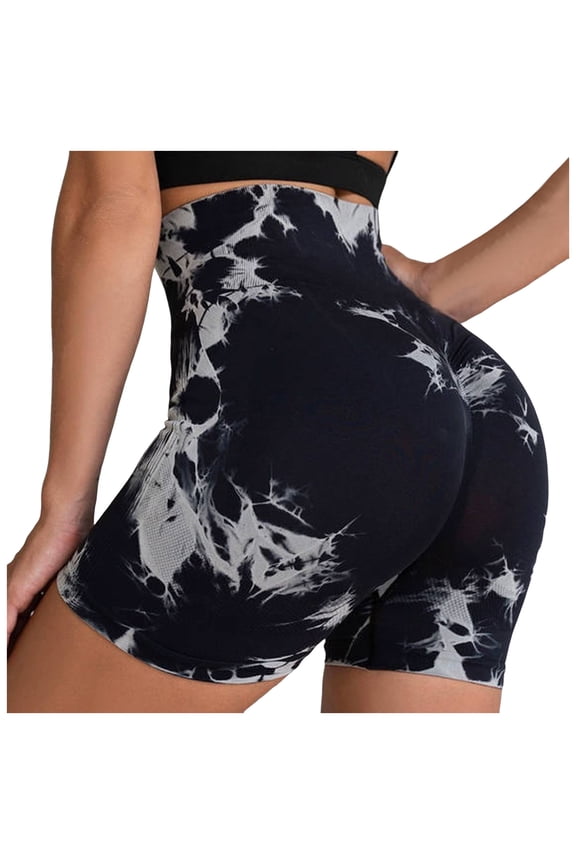 Butt Scrunch Seamless Shorts for Women High Waist Seamless Workout Yoga Gym Running Biker Shorts (Black, XL)