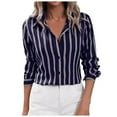 thumbnail image 1 of vigerkar Button Down Shirts for Women Striped Long Sleeve Dress Shirts Collared Office Work Blouses Button Up Tops BU2, L, 1 of 5