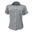thumbnail image 1 of vigerkar Button Up Shirt Women's Casual Work Short Sleeve Summer Collared Blouse (Grey, 5XL), 1 of 3