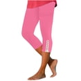 thumbnail image 1 of vigerkar Capri Leggings for Women Lace Trim Yoga Pants High Waisted Tummy Control Cropped Leggings Workout Compression Pant Red, M, 1 of 6