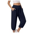thumbnail image 1 of vigerkar Capri Pants for Women Casual Capris Summer Loose High Waist Wide Leg Yoga Pant with Pocket Lounge Wear (Navy, M), 1 of 9