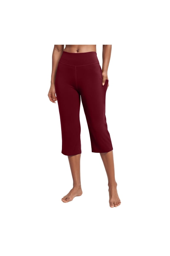 Capri Pants for Women High Waist Workout Yoga Pants with Pockets Tummy Control Straight Leggings , M