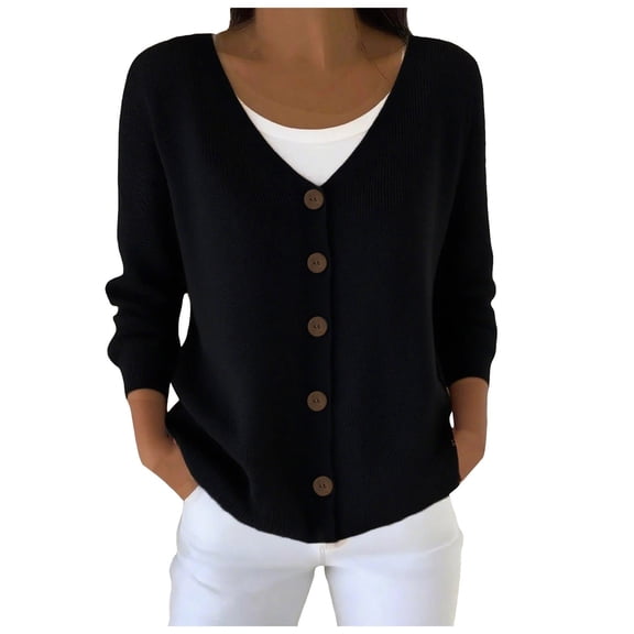 vigerkar Cardigan Sweaters for Women Fashion Oversized Lightweight Sweater Knit Work Casual Outfits Clothes (Black, XL)