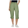 thumbnail image 1 of vigerkar Cargo Capri Pants Women High Waisted Elastic Capris Trousers Cropped Pants with Pockets Casual Work Clothes (Green, XXL), 1 of 5