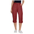 thumbnail image 1 of vigerkar Cargo Capri Pants Women High Waisted Elastic Capris Trousers Cropped Pants with Pockets Casual Work Clothes (Wine, XXL), 1 of 5