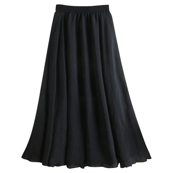 vigerkar Casual Long Maxi Skirt for Women 2025 Summer Trendy Flowy A-Line Boho Skirts Versatile Black, M