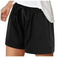 thumbnail image 1 of vigerkar Casual Shorts for Women Comfy Elastic Waist Drawstring Pocket Shorts Pants Black, L, 1 of 9