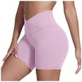 thumbnail image 1 of vigerkar Cloud Feeling Cross Waist Yoga Shorts with Pockets for Women, Crossover High Waist Lounge Biker Shorts Light Purple, M, 1 of 3