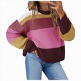 thumbnail image 1 of vigerkar Color Block Cropped Sweaters 2026 Winter Casual Oversized Y2K Going Out Striped Pullover, Trendy Crop Knit, Cozy Chic Fall/Winter Statement Top (Brick Red, XL), 1 of 5