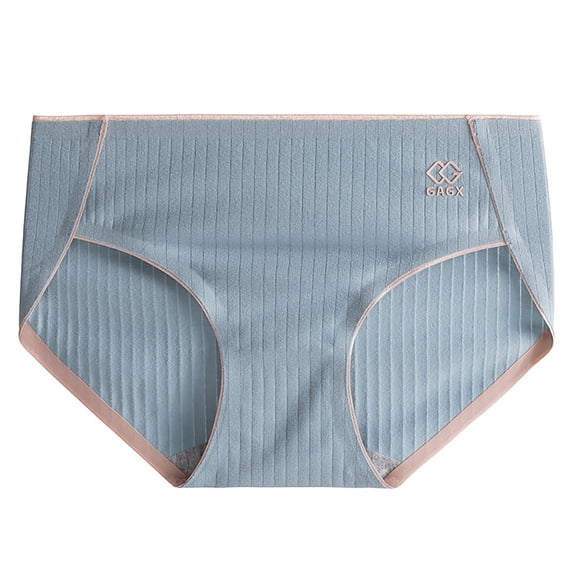 vigerkar Comfy Cotton Panties for Women V Cut High Waisted Stretch Soft Briefs Full Coverage Underwear Blue, XL