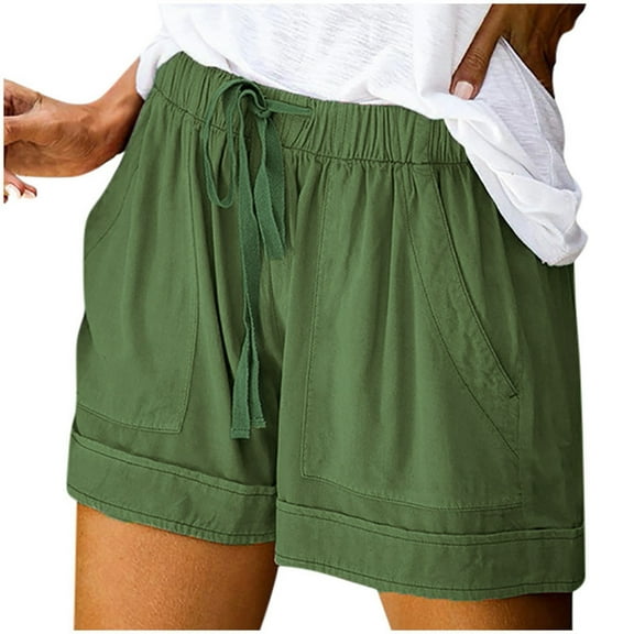 vigerkar Comfy Drawstring Casual Elastic Waist Pure Color Shorts for Women Summer Beach Lightweight Short Pants with Pockets Mint Green, XXL