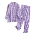 thumbnail image 1 of vigerkar Cotton Pajamas for Women PJ Set Soft Button-Down 2 Piece Set Long Sleeve Sleepwear Loungewear (Purple, XL), 1 of 7