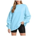 thumbnail image 1 of vigerkar Crewneck Sweatshirts Women Comfort Oversized Sweatshirt Cozy Fleece Pullover Sweatshirts No Hood Soft Cute Fall Tops (Sky Blue, XXL), 1 of 4