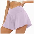thumbnail image 1 of vigerkar Crossover Athletic Shorts Wide Waistband Flowy Tennis Skorts with Pockets, Quick Dry Sporty Dressy Casual Workout Skirt Shorts for Running (Light Purple, S), 1 of 5