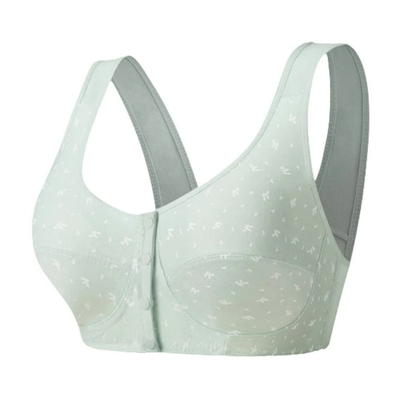 vigerkar Daisy Bras for Older Women Front Closure Plus Size Womens Bras No Underwire Front Clasp Bras for Seniors Light Green, 5XL