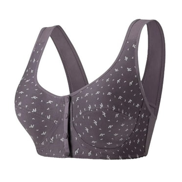 vigerkar Daisy Bras for Older Women Front Closure Plus Size Womens Bras No Underwire Front Clasp Bras for Seniors Purple, 5XL