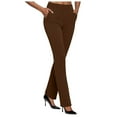 thumbnail image 1 of vigerkar Dress Pants Women Business Casual Work Pants Women High Waist Stretchy Trousers Pull on Office Slacks Bottoms Brown, XL, 1 of 5