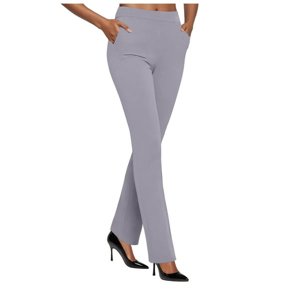 vigerkar Dress Pants Women Business Casual Work Pants Women High Waist Stretchy Trousers Pull on Office Slacks Bottoms Light Gray, S