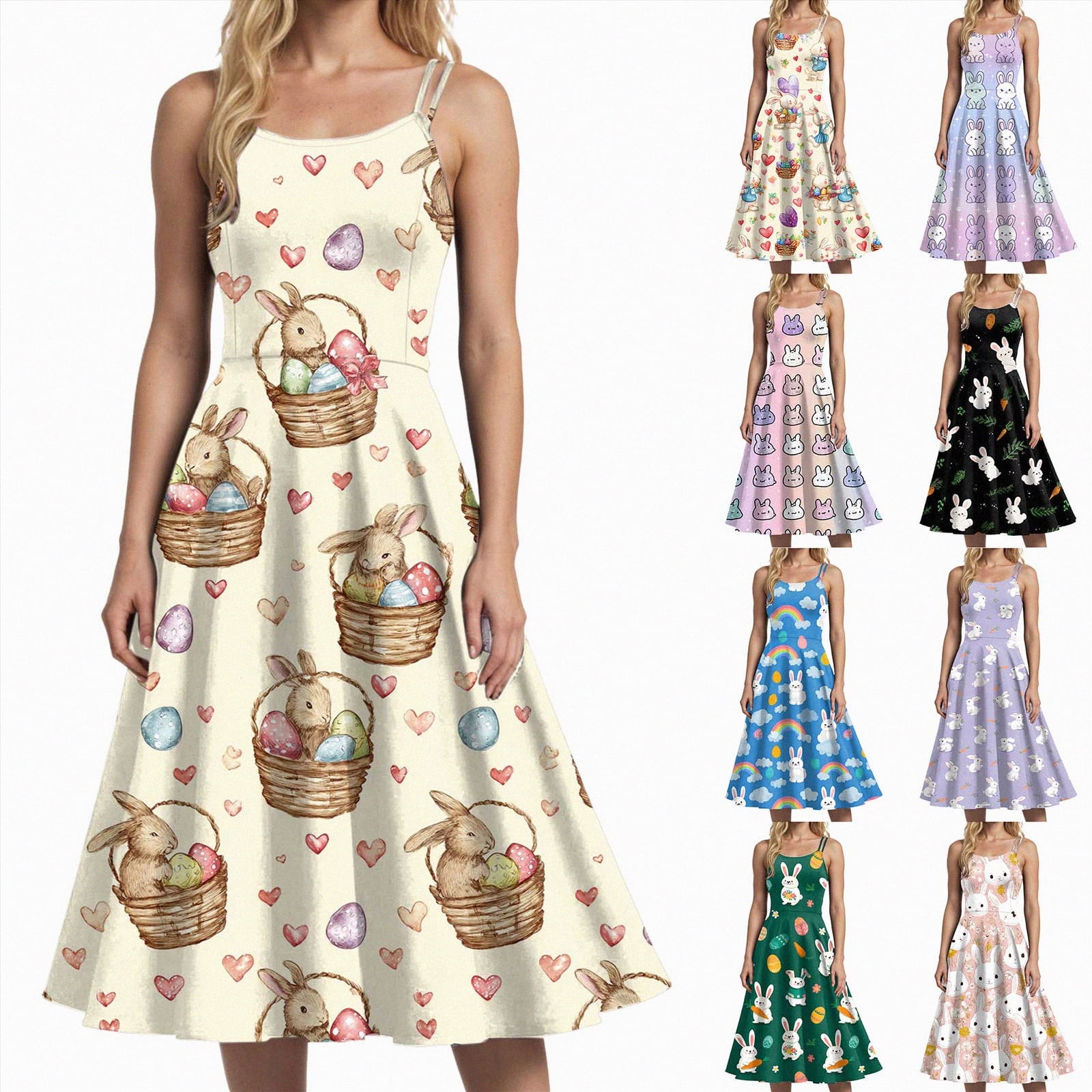 Spring Bresses vigerkar Easter Dress for Women Vintage Dresses Spaghetti Strap Party ...