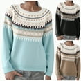thumbnail image 1 of vigerkar Fair Isle Sweater Women Oversized Knit Vintage Crochet Cozy Long Sleeve Pullover Sweaters Fall Winter Outfits (Sky Blue, M), 1 of 9