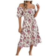 white christmas dresses SUPER STRETCHY MILKMAID DRESS WITH RUFFLES main image 0