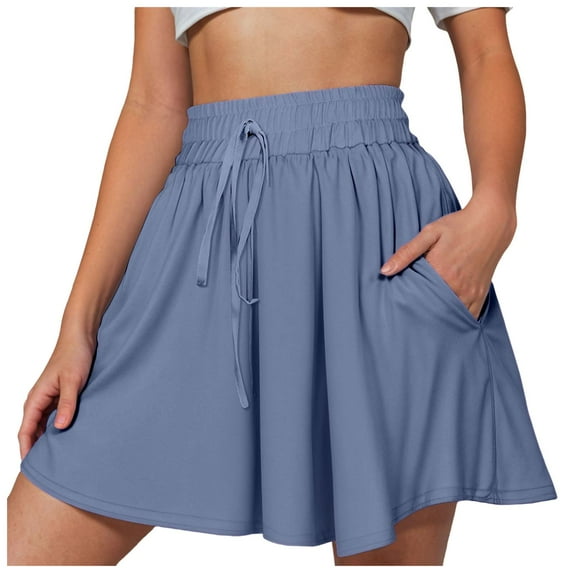 vigerkar Flowy Athletic Shorts for Women Gym Yoga Workout Running Short Pants Tennis Skort Skirt Cute Clothes Casual Summer (Navy, S)