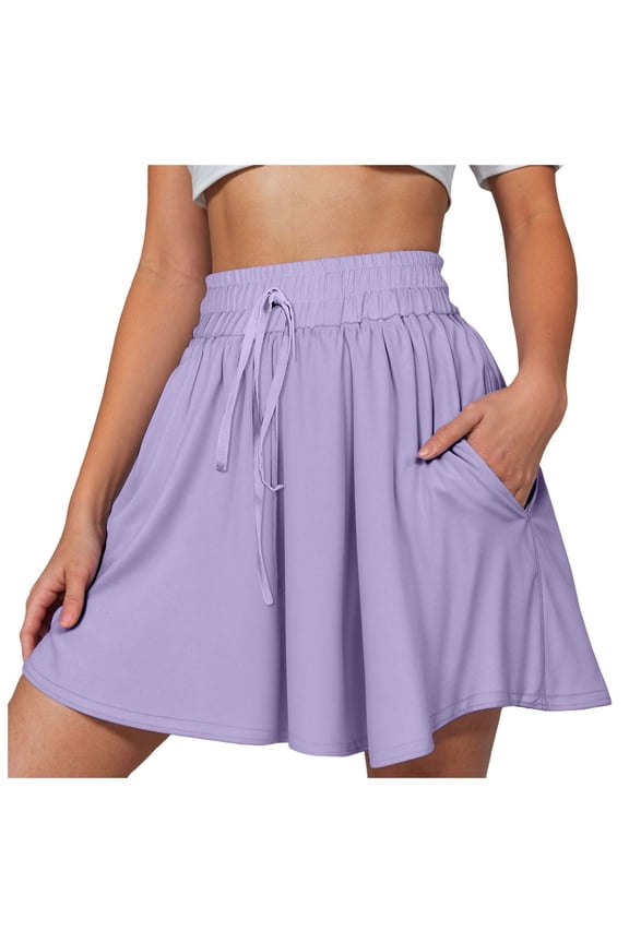Flowy Athletic Shorts for Women Gym Yoga Workout Running Short Pants Tennis Skort Skirt Cute Clothes Casual Summer (Purple, XXL)