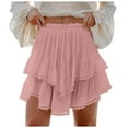 thumbnail image 1 of vigerkar Flowy Shorts for Women Casual Boho Ruffle Tiered Skorts High Waist Mini Skirts Golf Tennis Shorts Red, XXL, 1 of 5