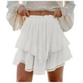 thumbnail image 1 of vigerkar Flowy Shorts for Women Casual Boho Ruffle Tiered Skorts High Waist Mini Skirts Golf Tennis Shorts White, XXL, 1 of 5
