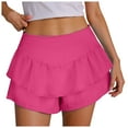 thumbnail image 1 of vigerkar Flowy Shorts for Women Ruffle Skorts High Waisted Pleated Mini Skirts Teen Gilrs Running Tennis Skort Summer Shorts 2025 Hot Pink, XXL, 1 of 7