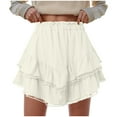 thumbnail image 1 of vigerkar Flowy Shorts for Women Ruffle Skorts Mini Skirts High Waisted Teen Gilrs Tennis Skort Summer Shorts Beige, XXL, 1 of 4