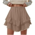 thumbnail image 1 of vigerkar Flowy Shorts for Women Ruffle Skorts Mini Skirts High Waisted Teen Gilrs Tennis Skort Summer Shorts Khaki, XXL, 1 of 4