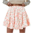 thumbnail image 1 of vigerkar Flowy Skirt for Women Casual Boho Ruffle Tiered Skorts High Waist Mini Skirts White, L, 1 of 7