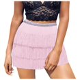 thumbnail image 1 of vigerkar Fringe Belly Skirt Sequin Tassel Dance Skirt Short Belly Hip Scarf Rave Party Skirts for Women Pink, A, 1 of 5