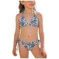 thumbnail image 1 of vigerkar Girl's Halter Bikini Set Triangle Top String Swimwear Two Piece Swimsuits Cheeky Bathing Suit (Navy, 11-12 Years), 1 of 9