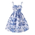 thumbnail image 1 of vigerkar Girl's Ruched Short A Line Dresses Sleeveless Shirred Layered Flared Dress (Blue, 10-11 Years), 1 of 7