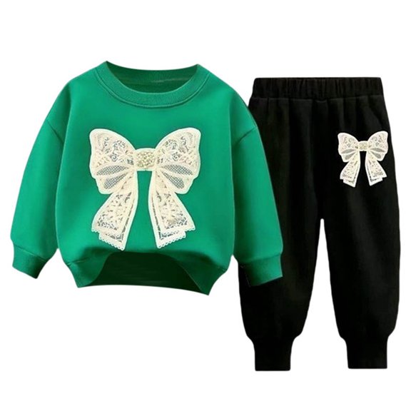 vigerkar Girls 2 Piece Outfits Fashion Tracksuit Long Sleeve Pullover Sweatshirt Sweatpants Jogger set Sweatsuit (A, 3-4 Years)