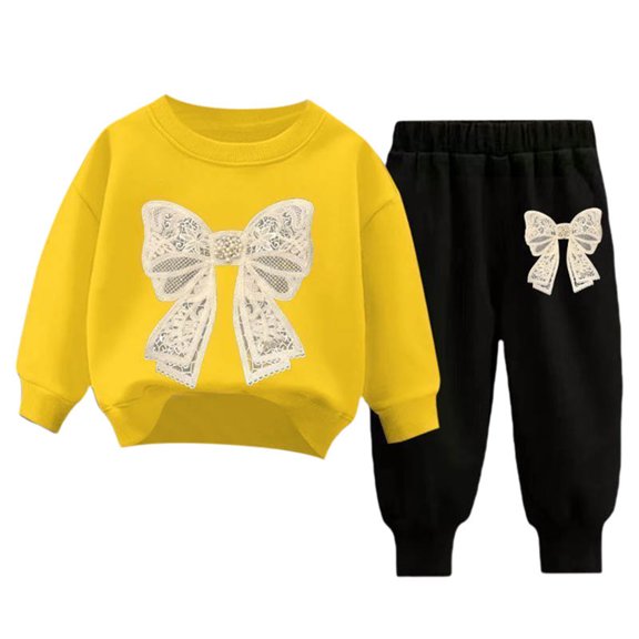 vigerkar Girls 2 Piece Outfits Fashion Tracksuit Long Sleeve Pullover Sweatshirt Sweatpants Jogger set Sweatsuit (F, 4-5 Years)