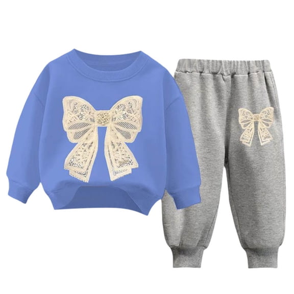 vigerkar Girls 2 Piece Outfits Fashion Tracksuit Long Sleeve Pullover Sweatshirt Sweatpants Jogger set Sweatsuit (O, 3-4 Years)