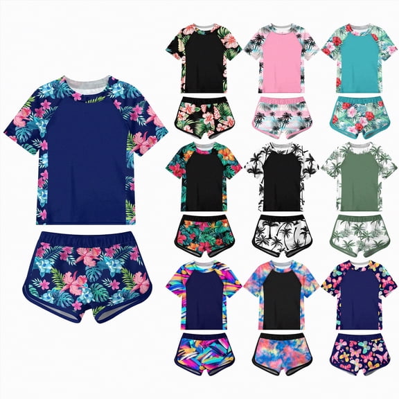 vigerkar Girls Rash Guard Swimsuit 2-Piece Bathing Suit UPF 50+ Summer Beach Swimwear Size 2-10T (Pink, 3-4 Years)