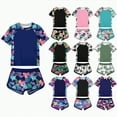 thumbnail image 1 of vigerkar Girls Rash Guard Swimsuit 2-Piece Bathing Suit UPF 50+ Summer Beach Swimwear Size 2-10T (Red, 9-10 Years), 1 of 8