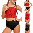 thumbnail image 1 of vigerkar Girls Swimsuits Two Piece Bathing Suit Adjustable Straps Teen Bikini Sets with Chest Pad 3-14Y (Red, 7-8 Years), 1 of 9