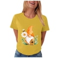 thumbnail image 1 of vigerkar Gnome T-Shirt for Women Floral Graphic Tees Cute Gnome Short Sleeve Tee Tops 2026 Summer (Yellow, XXL), 1 of 8