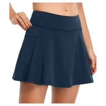 vigerkar Women's Golf Skort Tennis High Waist Lightweight Athletic Casual Skirts Built-in Shorts with 4 Pockets Navy, M